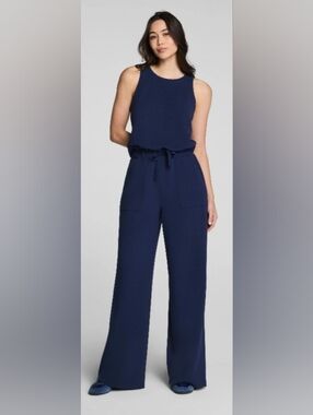 SPANX air Essentials French Rib Sleeveless Jumpsuit In Blue MP